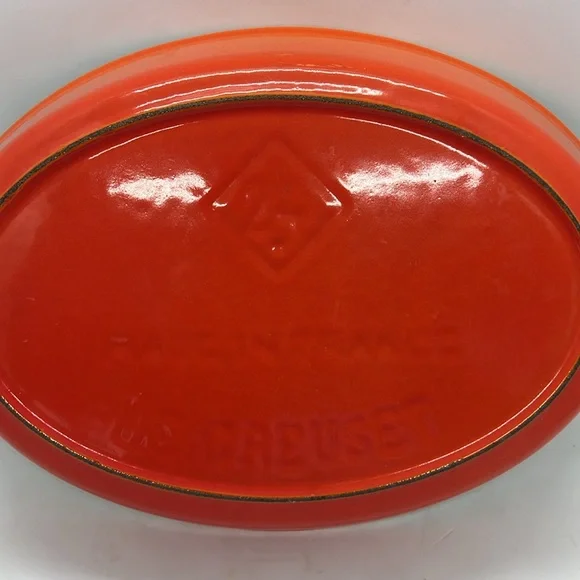 Le Creuset Au Gratin Pan Cast Iron Enamel Vintage #24 Flame Orange